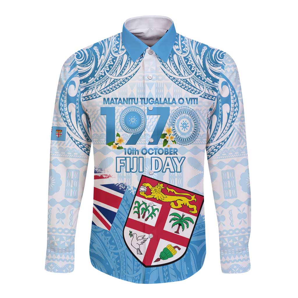 Fiji Day 1970 Long Sleeve Button Shirt Proud To Be A Fijian Tapa Pattern