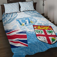 Fiji Day 1970 Quilt Bed Set Proud To Be A Fijian Tapa Pattern LT14 Blue - Polynesian Pride