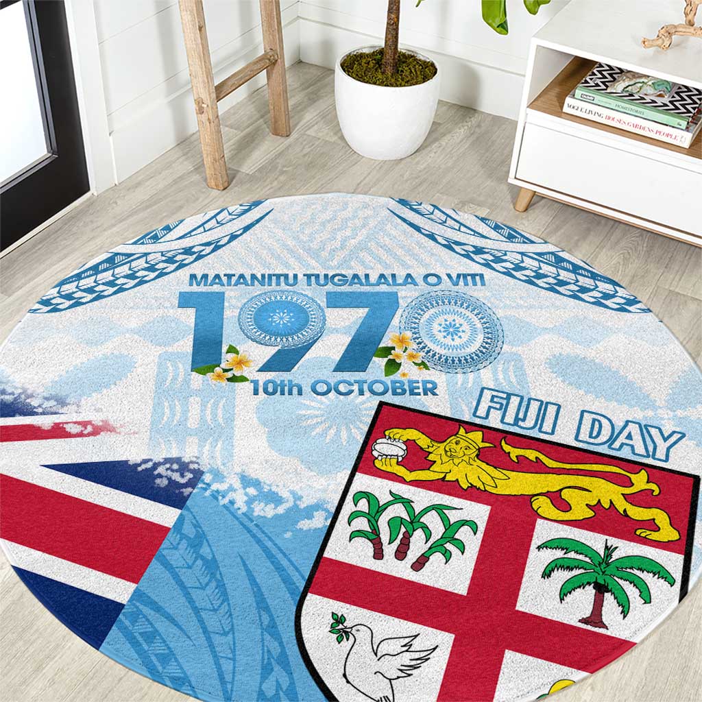 Fiji Day 1970 Round Carpet Proud To Be A Fijian Tapa Pattern