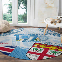 Fiji Day 1970 Round Carpet Proud To Be A Fijian Tapa Pattern