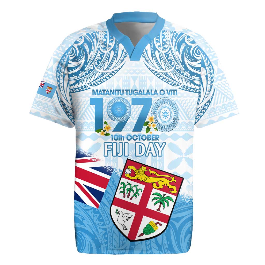 Fiji Day 1970 Rugby Jersey Proud To Be A Fijian Tapa Pattern LT14 Blue - Polynesian Pride