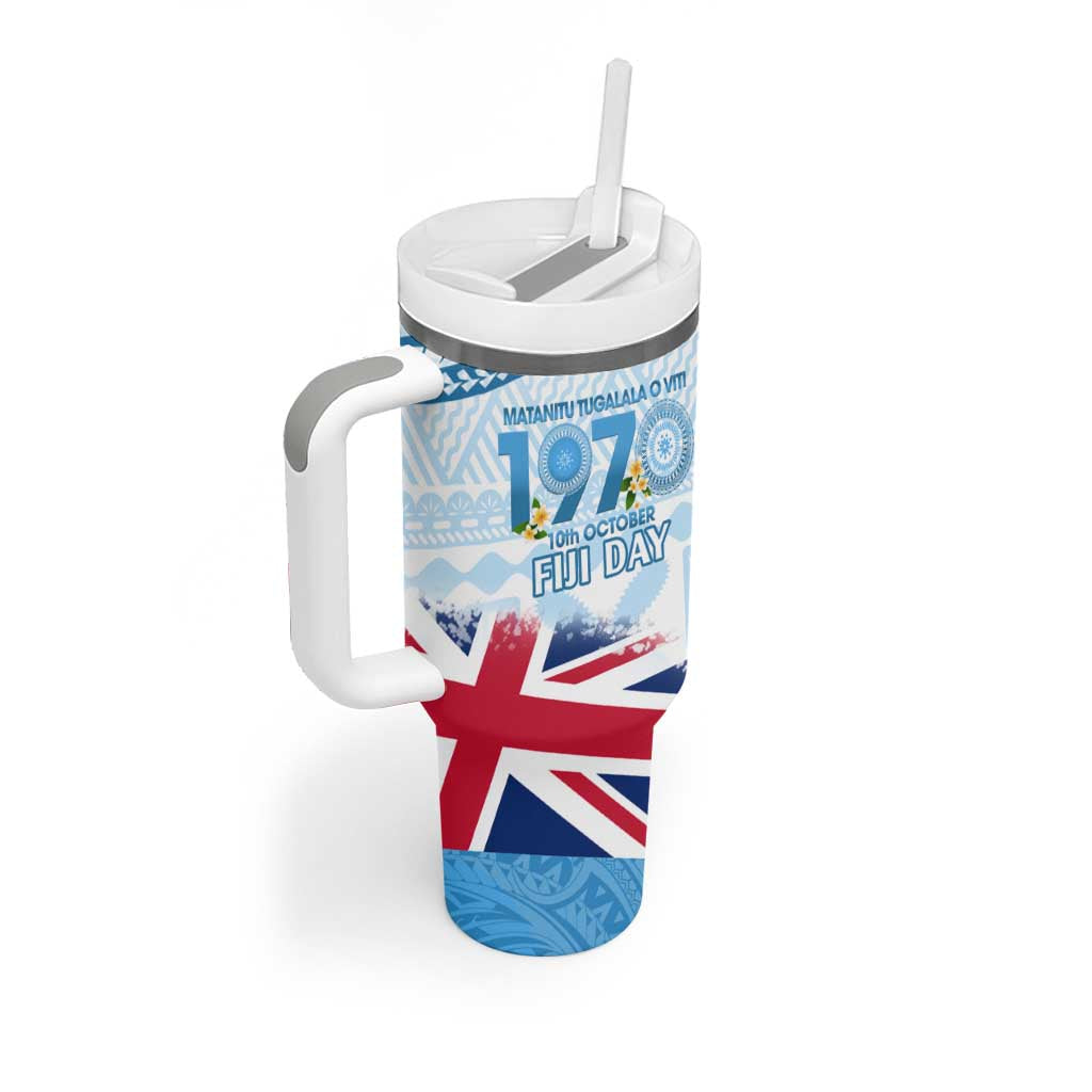 Fiji Day 1970 Tumbler With Handle Proud To Be A Fijian Tapa Pattern LT14 - Polynesian Pride