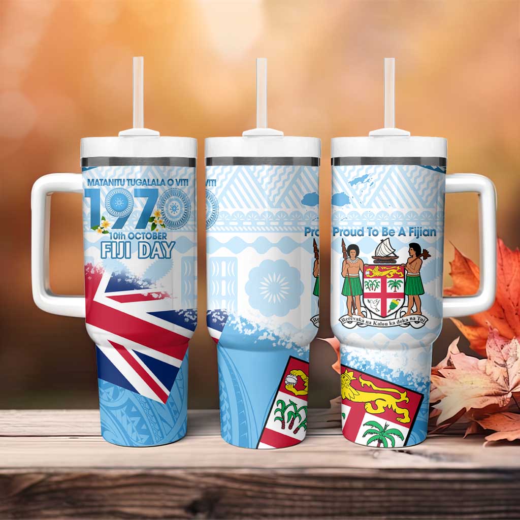 Fiji Day 1970 Tumbler With Handle Proud To Be A Fijian Tapa Pattern LT14 - Polynesian Pride