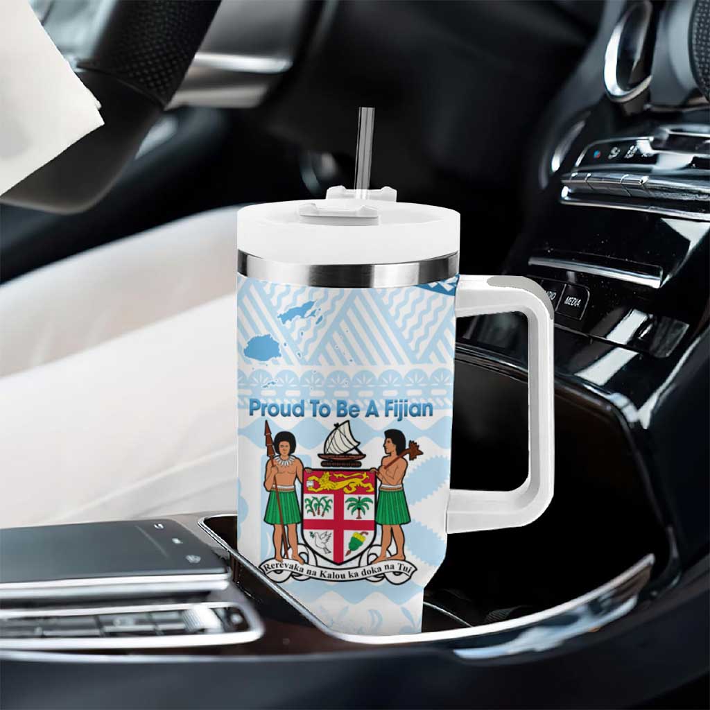 Fiji Day 1970 Tumbler With Handle Proud To Be A Fijian Tapa Pattern LT14 - Polynesian Pride