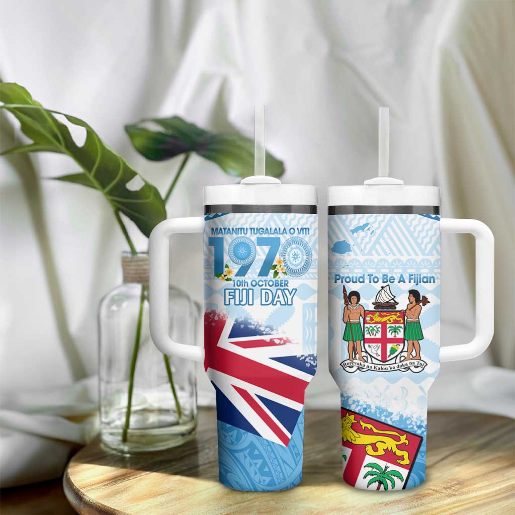 Fiji Day 1970 Tumbler With Handle Proud To Be A Fijian Tapa Pattern LT14 - Polynesian Pride