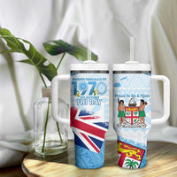 Fiji Day 1970 Tumbler With Handle Proud To Be A Fijian Tapa Pattern LT14 - Polynesian Pride