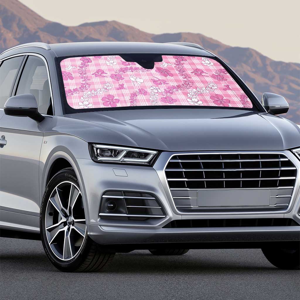 Alaka Aloha Hawaii Auto Sun Shade Plumeria Lei With Palaka Motif - Polynesian Pride