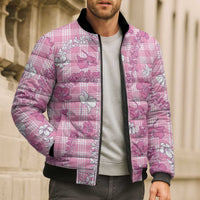 Alaka Aloha Hawaii Bomber Puffer Jacket Plumeria Lei With Palaka Motif - Polynesian Pride