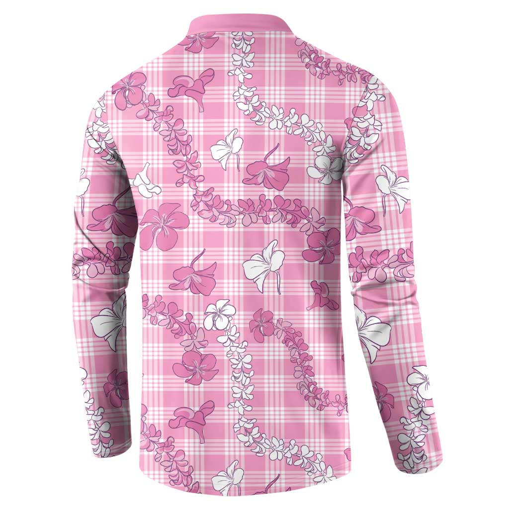 Alaka Aloha Hawaii Button Sweatshirt Plumeria Lei With Palaka Motif - Polynesian Pride