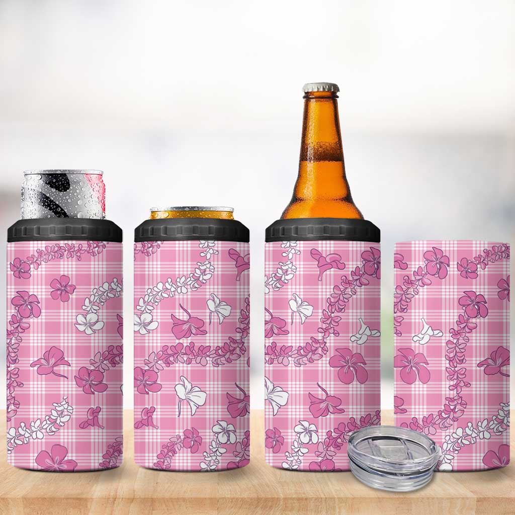 Alaka Aloha Hawaii 4 in 1 Can Cooler Tumbler Plumeria Lei With Palaka Motif - Polynesian Pride