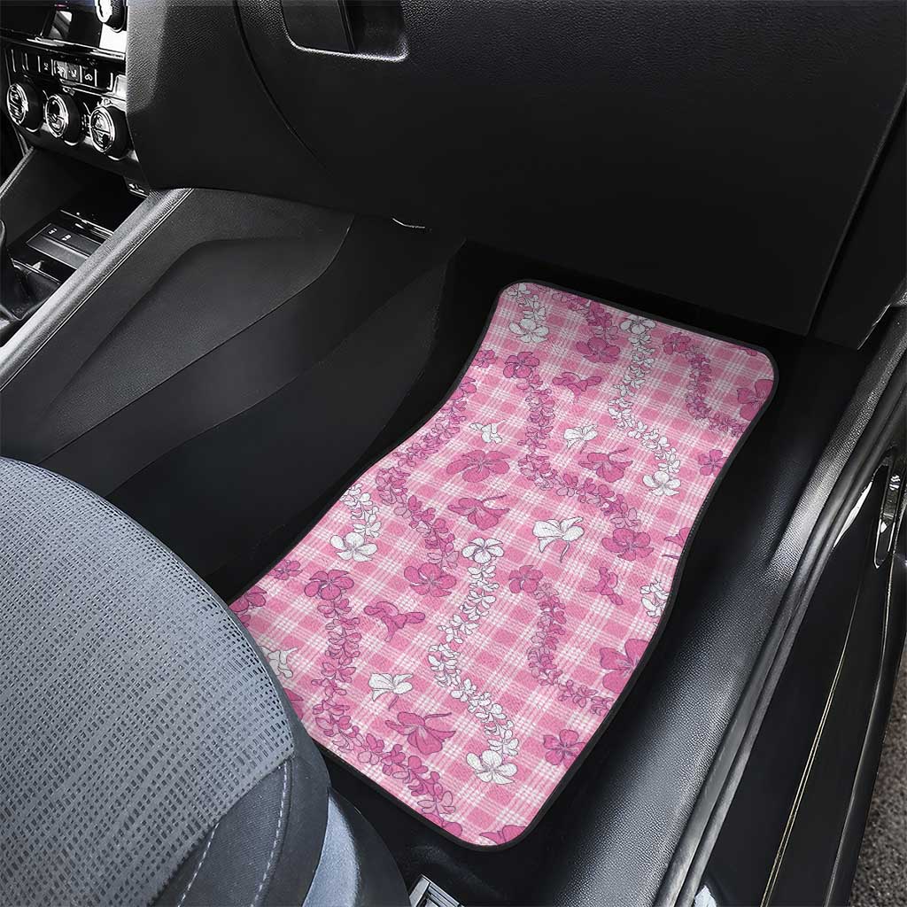 Alaka Aloha Hawaii Car Mats Plumeria Lei With Palaka Motif - Polynesian Pride