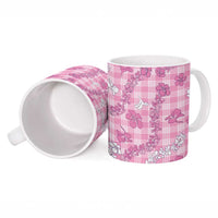 Alaka Aloha Hawaii Ceramic Mug Plumeria Lei With Palaka Motif - Polynesian Pride