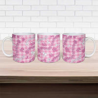 Alaka Aloha Hawaii Ceramic Mug Plumeria Lei With Palaka Motif - Polynesian Pride