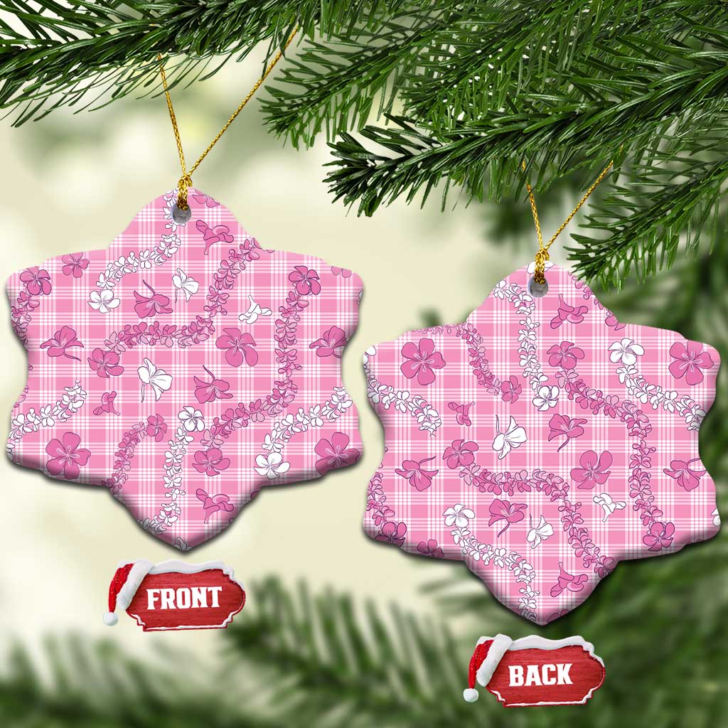 Alaka Aloha Hawaii Ceramic Ornament Plumeria Lei With Palaka Motif - Polynesian Pride