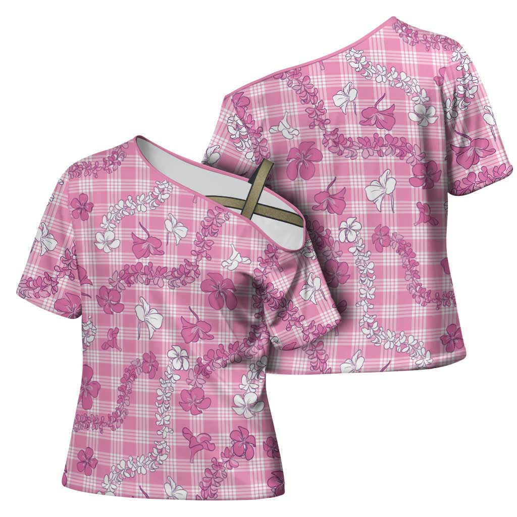 Alaka Aloha Hawaii Cross Shoulder Shirt Plumeria Lei With Palaka Motif - Polynesian Pride