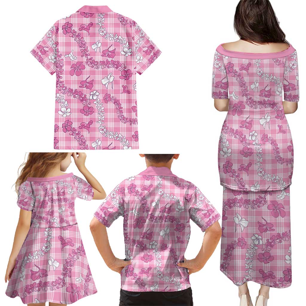 Alaka Aloha Hawaii Family Matching Puletasi and Hawaiian Shirt Plumeria Lei With Palaka Motif - Polynesian Pride