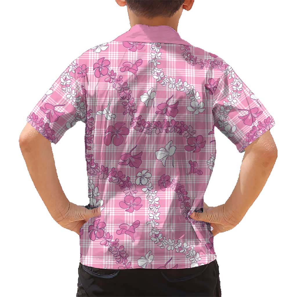 Alaka Aloha Hawaii Family Matching Short Sleeve Bodycon Dress and Hawaiian Shirt Plumeria Lei With Palaka Motif - Polynesian Pride