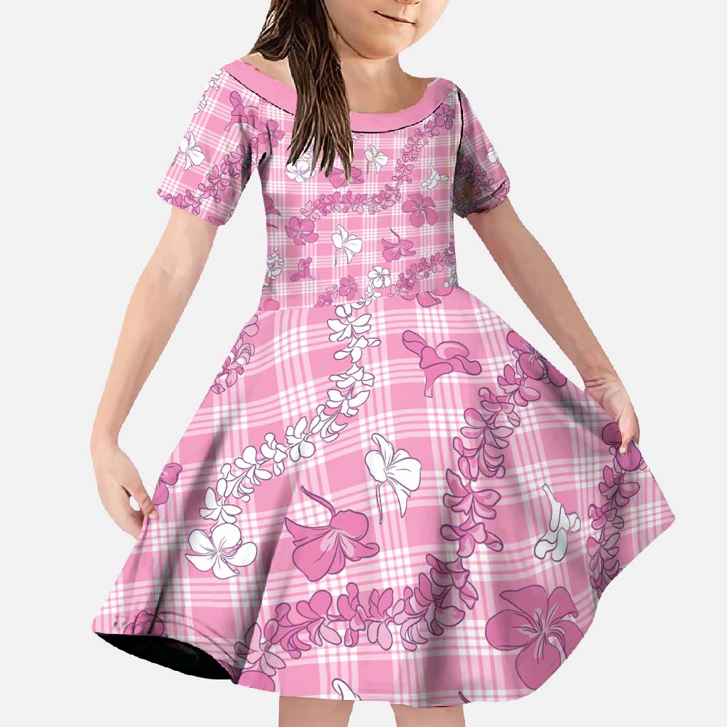 Alaka Aloha Hawaii Family Matching Short Sleeve Bodycon Dress and Hawaiian Shirt Plumeria Lei With Palaka Motif - Polynesian Pride