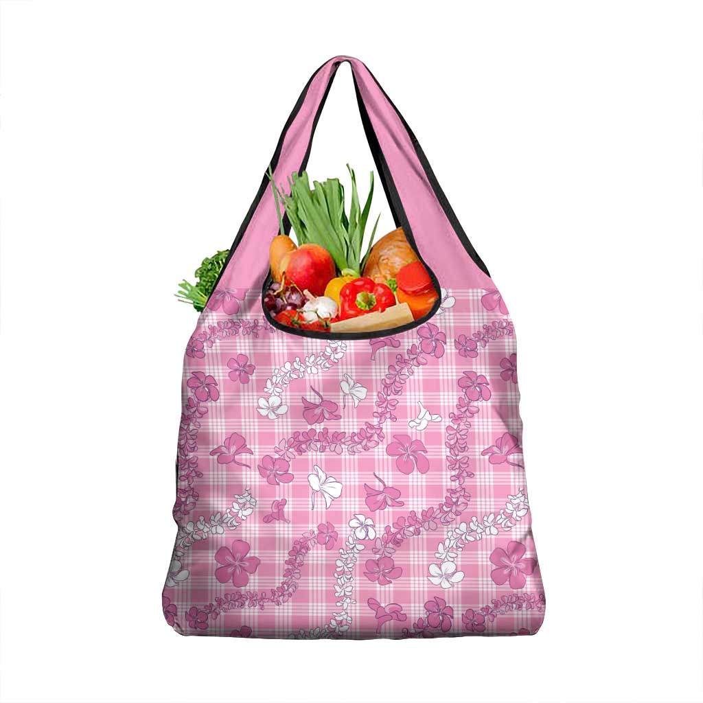 Alaka Aloha Hawaii Grocery Bag Plumeria Lei With Palaka Motif - Polynesian Pride