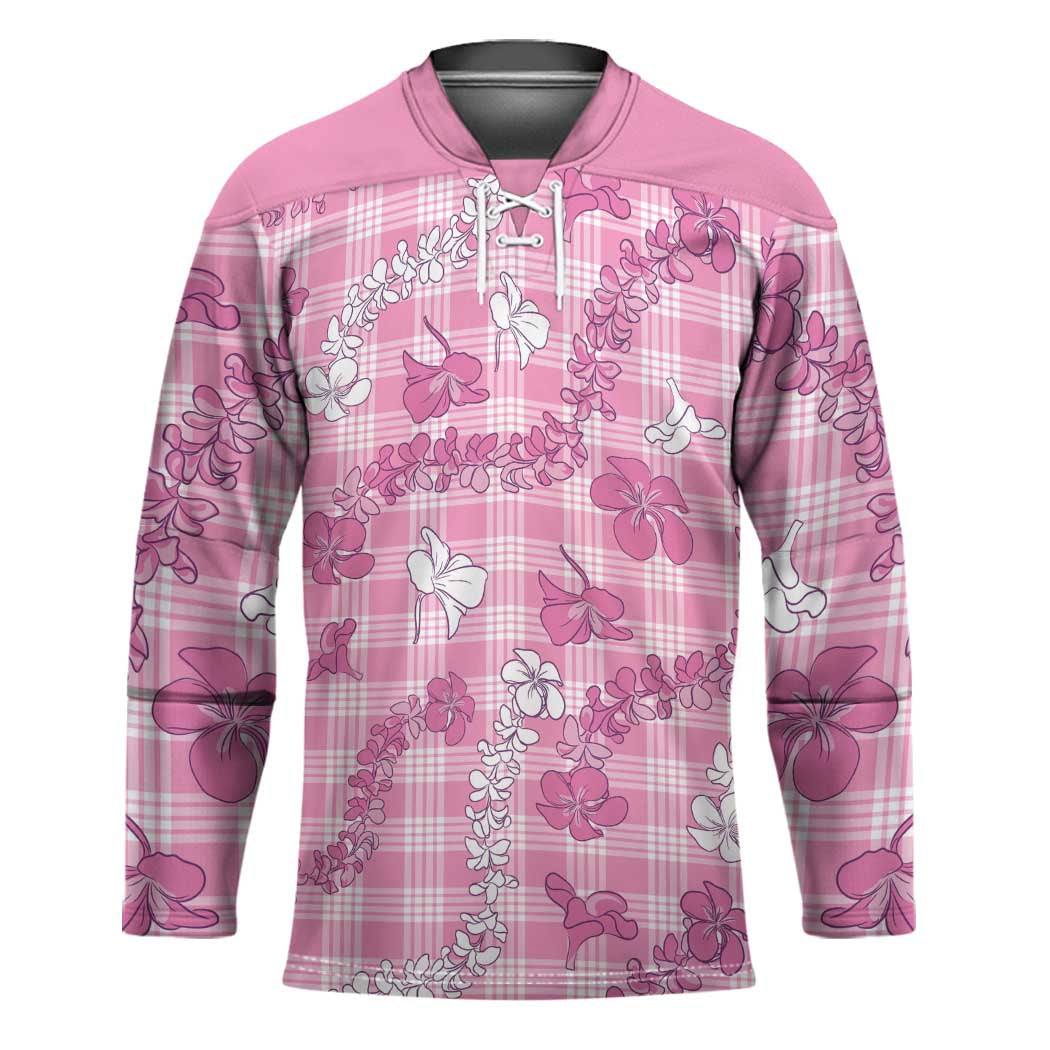 Alaka Aloha Hawaii Hockey Jersey Plumeria Lei With Palaka Motif - Polynesian Pride