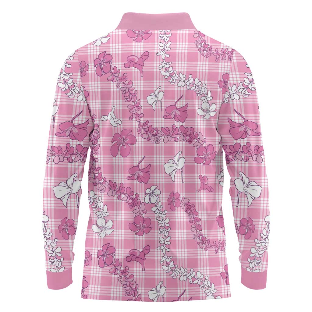 Alaka Aloha Hawaii Long Sleeve Polo Shirt Plumeria Lei With Palaka Motif LT14 - Polynesian Pride