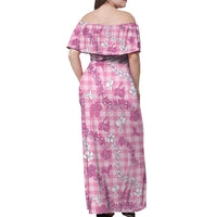 Alaka Aloha Hawaii Off Shoulder Maxi Dress Plumeria Lei With Palaka Motif - Polynesian Pride