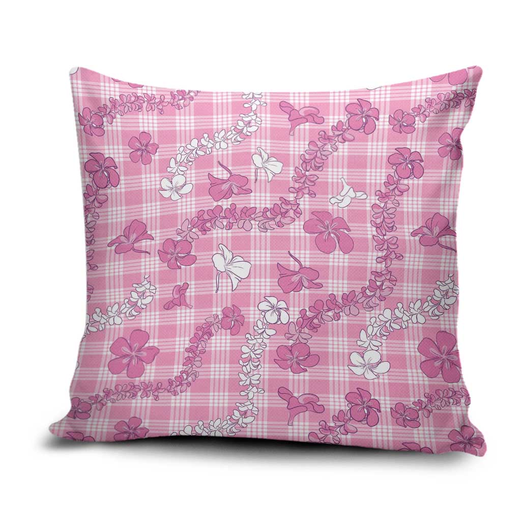 Alaka Aloha Hawaii Pillow Cover Plumeria Lei With Palaka Motif - Polynesian Pride