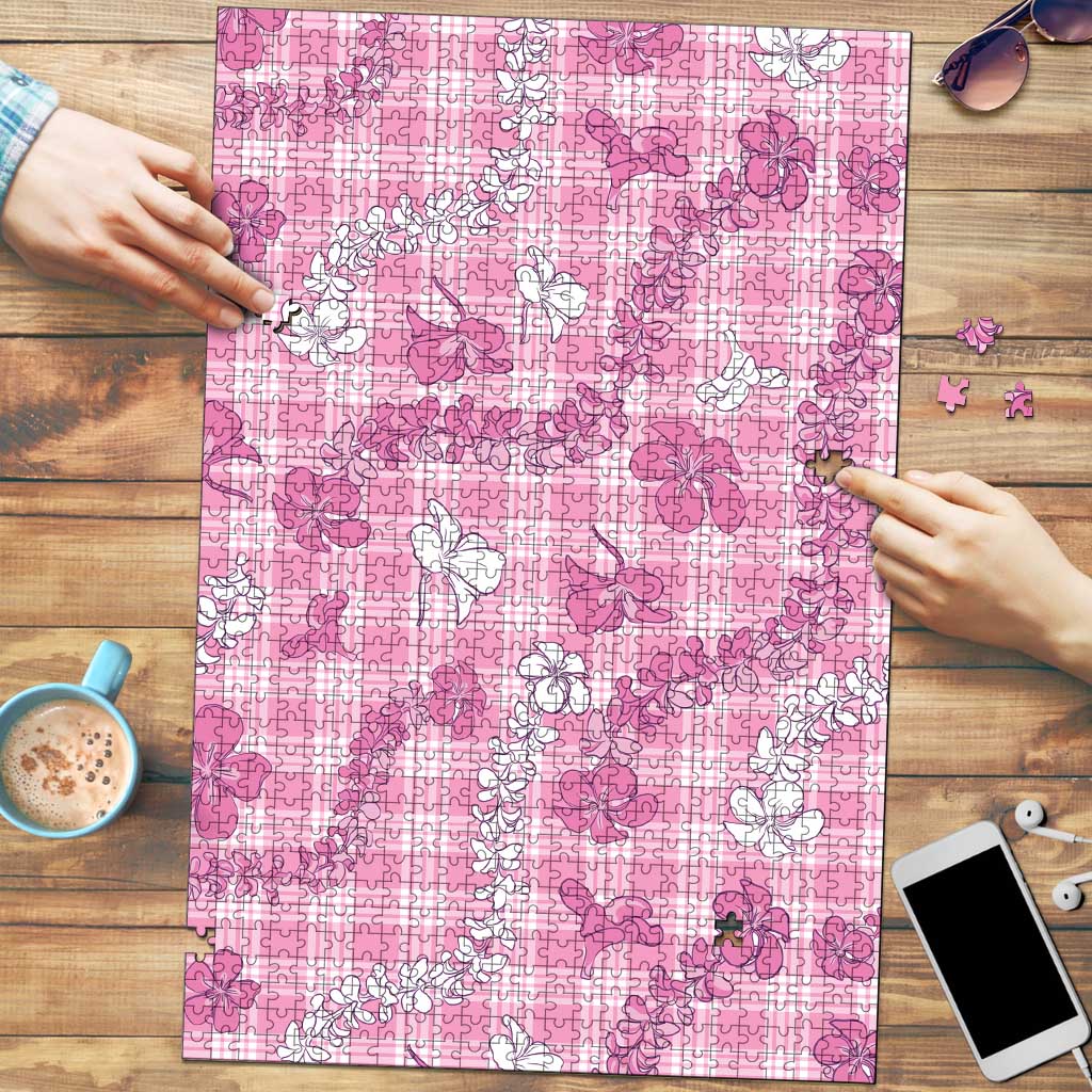 Alaka Aloha Hawaii Puzzle Plumeria Lei With Palaka Motif - Polynesian Pride