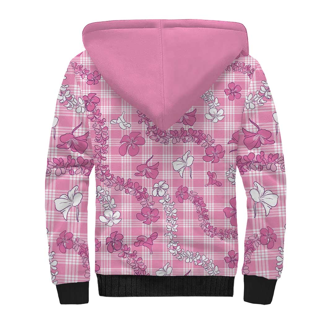 Alaka Aloha Hawaii Sherpa Hoodie Plumeria Lei With Palaka Motif - Polynesian Pride
