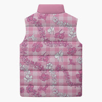 Alaka Aloha Hawaii Sleeveless Puffer Jacket Plumeria Lei With Palaka Motif - Polynesian Pride