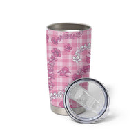 Alaka Aloha Hawaii Tumbler Cup Plumeria Lei With Palaka Motif - Polynesian Pride