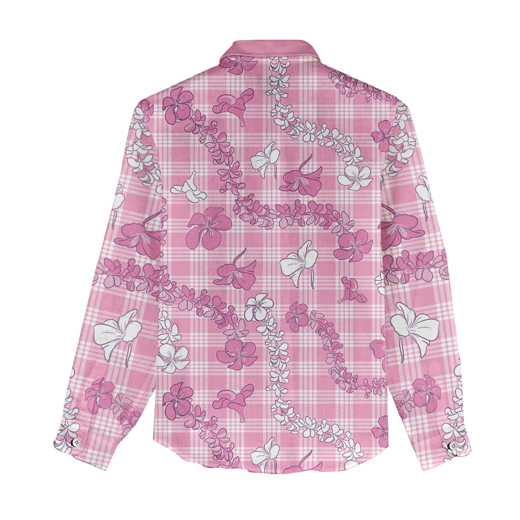 Alaka Aloha Hawaii Women Casual Shirt Plumeria Lei With Palaka Motif - Polynesian Pride