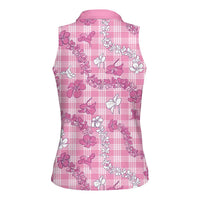 Alaka Aloha Hawaii Women Sleeveless Polo Shirt Plumeria Lei With Palaka Motif - Polynesian Pride