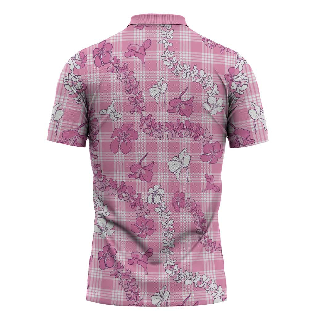 Alaka Aloha Hawaii Zipper Polo Shirt Plumeria Lei With Palaka Motif - Polynesian Pride