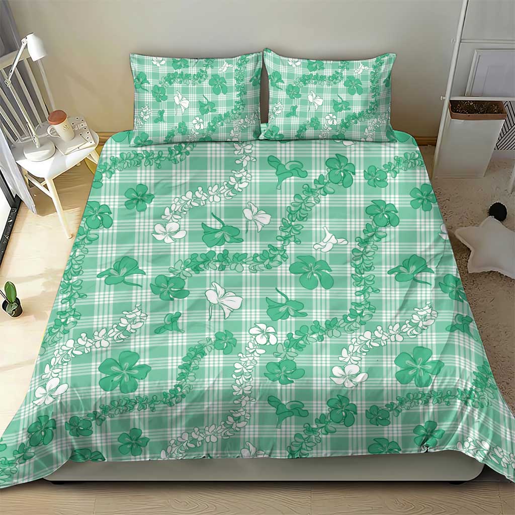 Omaomao Aloha Hawaii Bedding Set Plumeria Lei With Palaka Motif - Polynesian Pride
