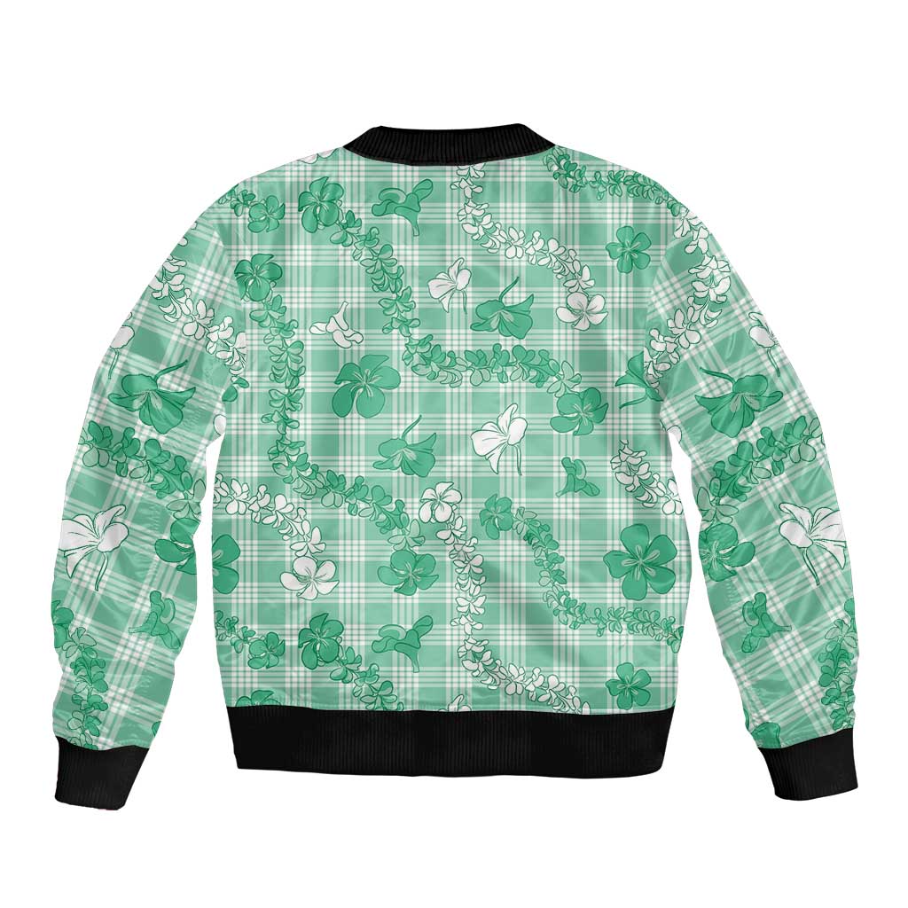 Omaomao Aloha Hawaii Bomber Jacket Plumeria Lei With Palaka Motif LT14 - Polynesian Pride