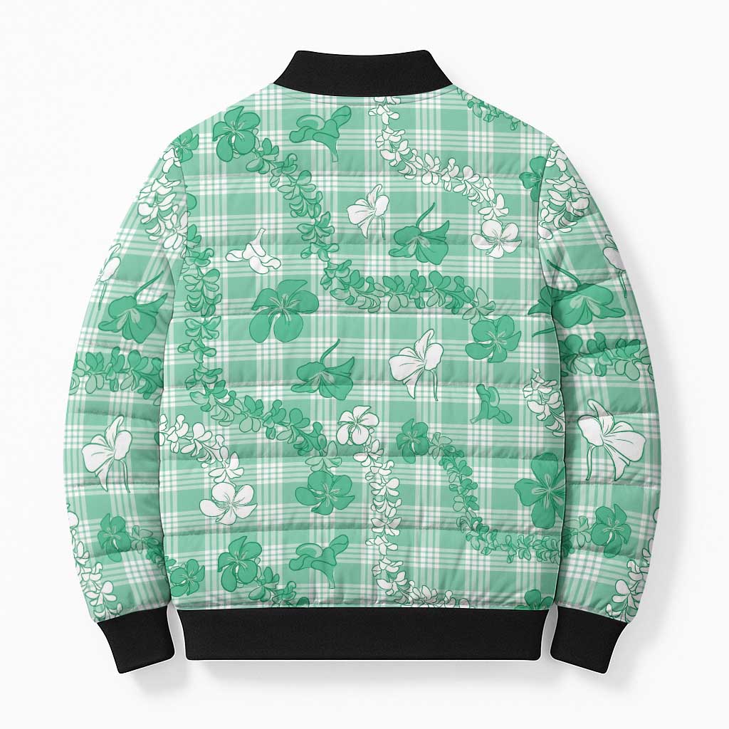 Omaomao Aloha Hawaii Bomber Puffer Jacket Plumeria Lei With Palaka Motif - Polynesian Pride