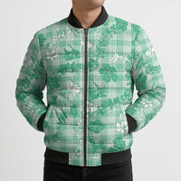 Omaomao Aloha Hawaii Bomber Puffer Jacket Plumeria Lei With Palaka Motif - Polynesian Pride