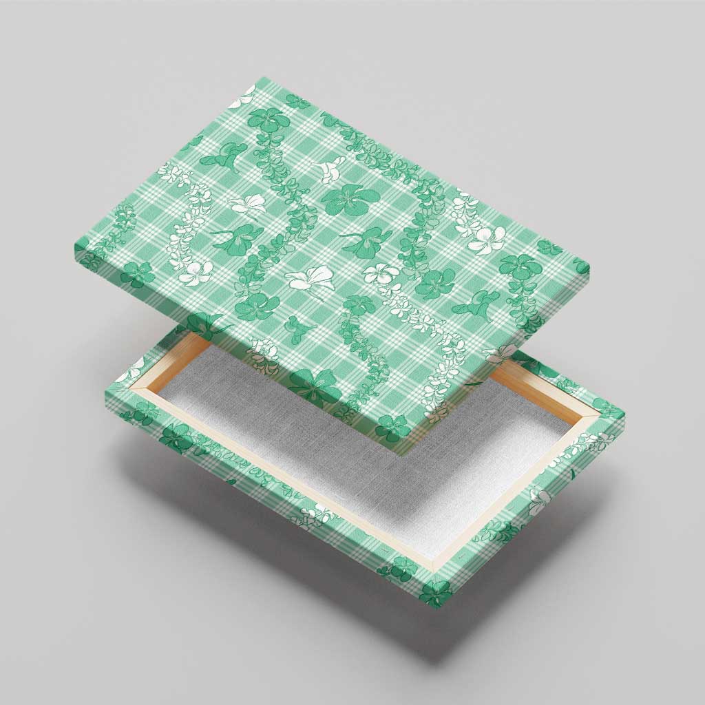 Omaomao Aloha Hawaii Canvas Wall Art Plumeria Lei With Palaka Motif - Polynesian Pride