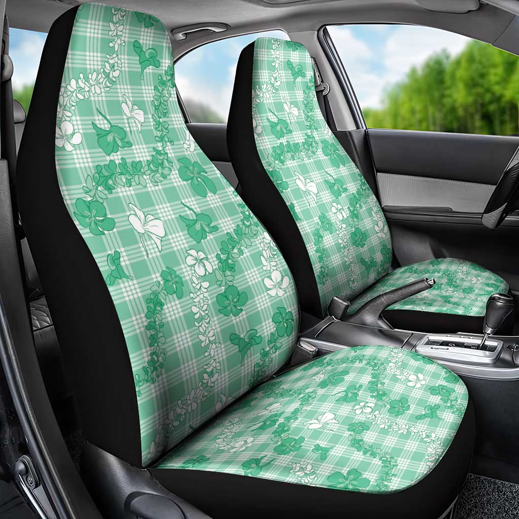 Omaomao Aloha Hawaii Car Seat Cover Plumeria Lei With Palaka Motif - Polynesian Pride