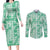 Omaomao Aloha Hawaii Couples Matching Long Sleeve Bodycon Dress and Long Sleeve Button Shirt Plumeria Lei With Palaka Motif - Polynesian Pride
