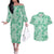 Omaomao Aloha Hawaii Couples Matching Off The Shoulder Long Sleeve Dress and Hawaiian Shirt Plumeria Lei With Palaka Motif - Polynesian Pride