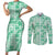 Omaomao Aloha Hawaii Couples Matching Short Sleeve Bodycon Dress and Long Sleeve Button Shirt Plumeria Lei With Palaka Motif - Polynesian Pride
