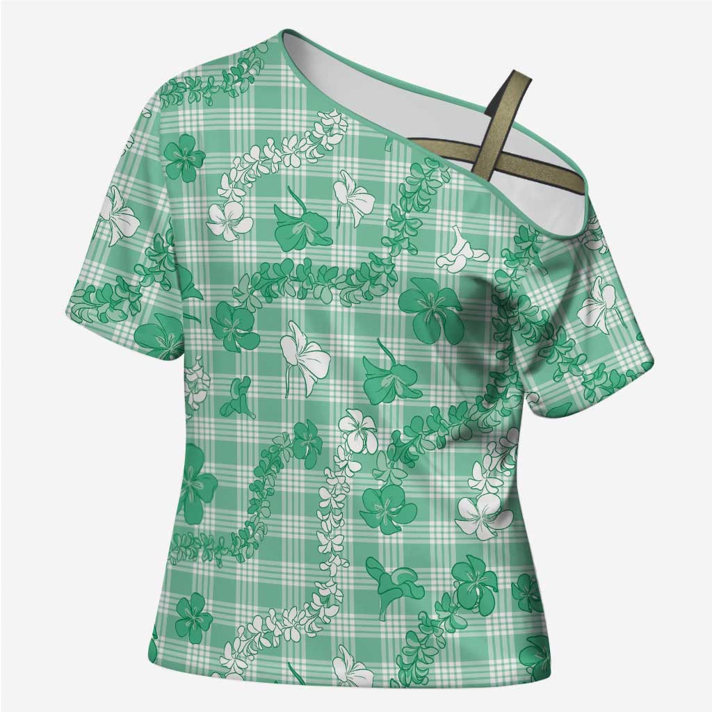 Omaomao Aloha Hawaii Cross Shoulder Shirt Plumeria Lei With Palaka Motif - Polynesian Pride