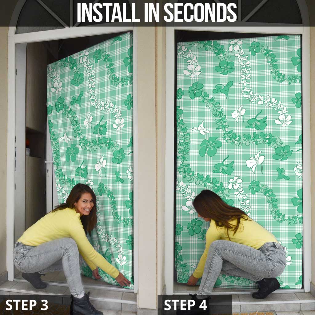 Omaomao Aloha Hawaii Door Cover Plumeria Lei With Palaka Motif - Polynesian Pride