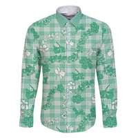 Omaomao Aloha Hawaii Family Matching Long Sleeve Bodycon Dress and Hawaiian Shirt Plumeria Lei With Palaka Motif - Polynesian Pride