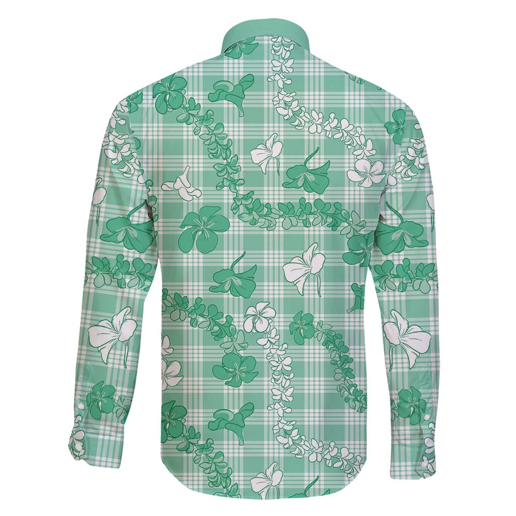 Omaomao Aloha Hawaii Family Matching Long Sleeve Bodycon Dress and Hawaiian Shirt Plumeria Lei With Palaka Motif - Polynesian Pride