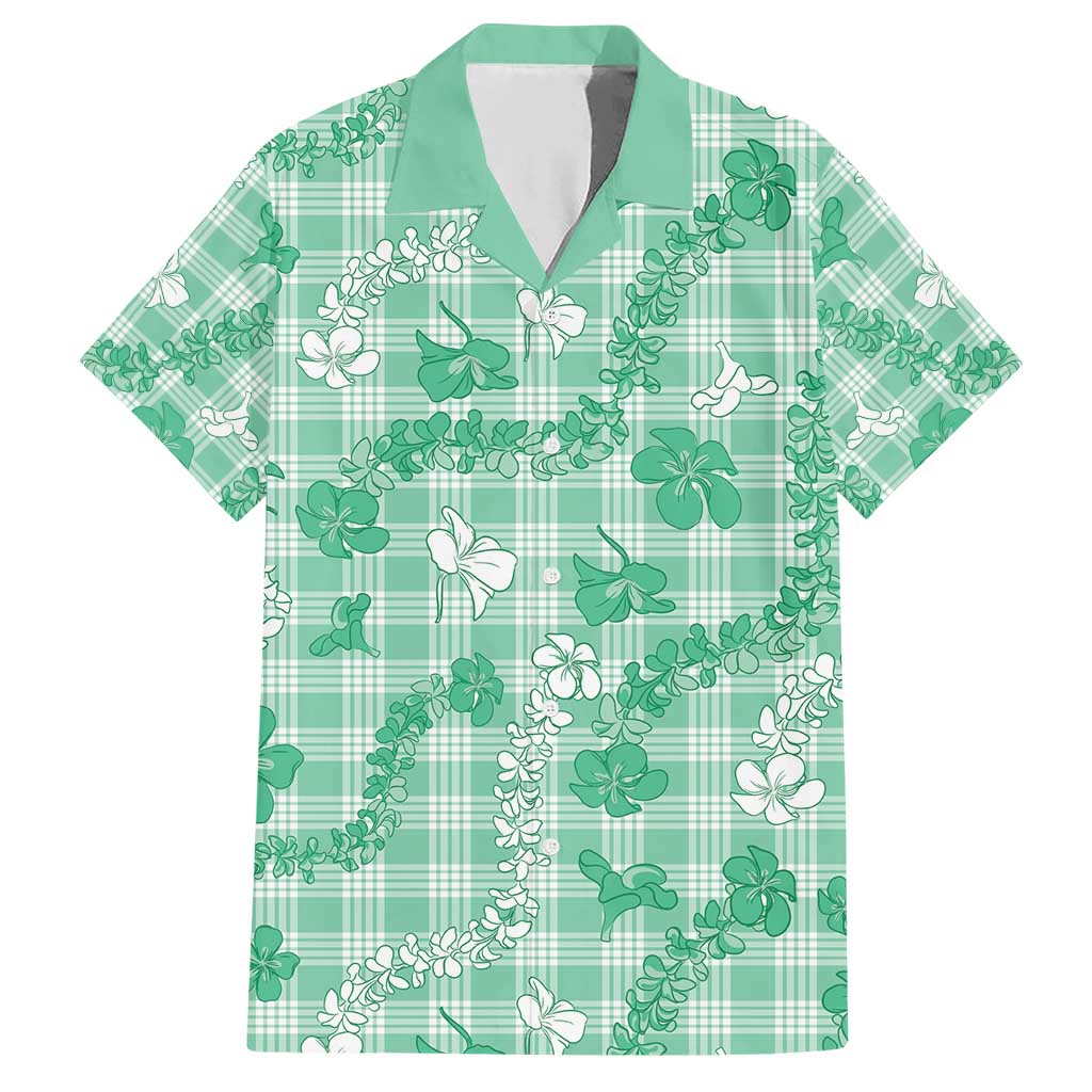 Omaomao Aloha Hawaii Family Matching Short Sleeve Bodycon Dress and Hawaiian Shirt Plumeria Lei With Palaka Motif - Polynesian Pride