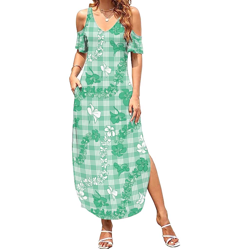 Omaomao Aloha Hawaii Family Matching Summer Maxi Dress and Hawaiian Shirt Plumeria Lei With Palaka Motif - Polynesian Pride