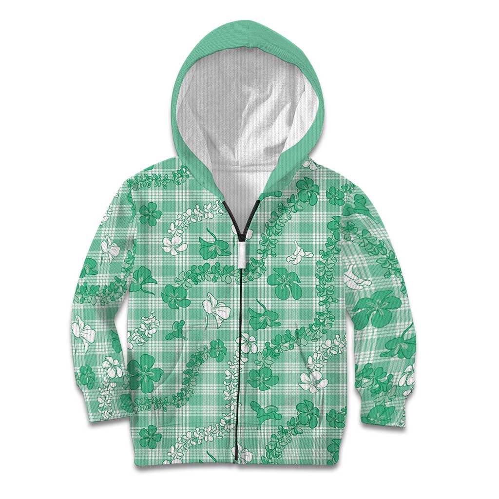 Omaomao Aloha Hawaii Kid Hoodie Plumeria Lei With Palaka Motif - Polynesian Pride